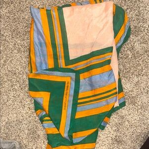 Diane Von Furstenberg Striped Scarf - Green, Blue, and Yellow